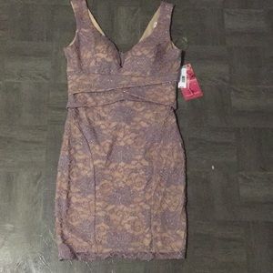 Beige and purple sparkle dress